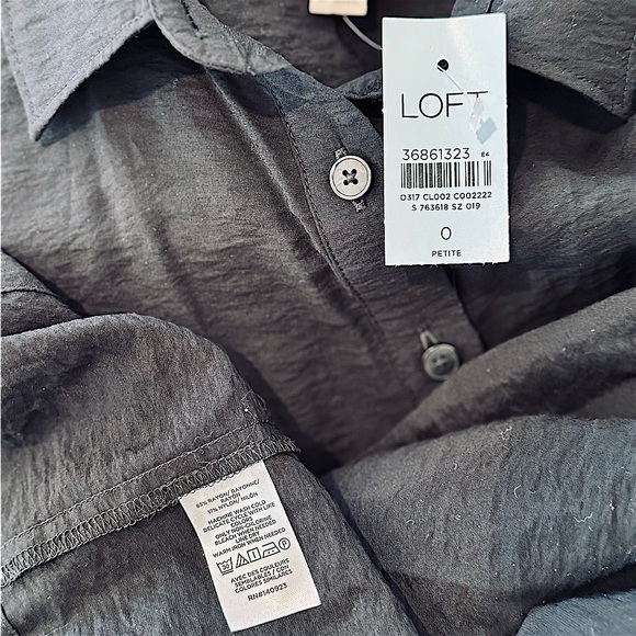 LOFT Dahlia Tie Front Mini Shirtdress - size 0P - Picture 5 of 6